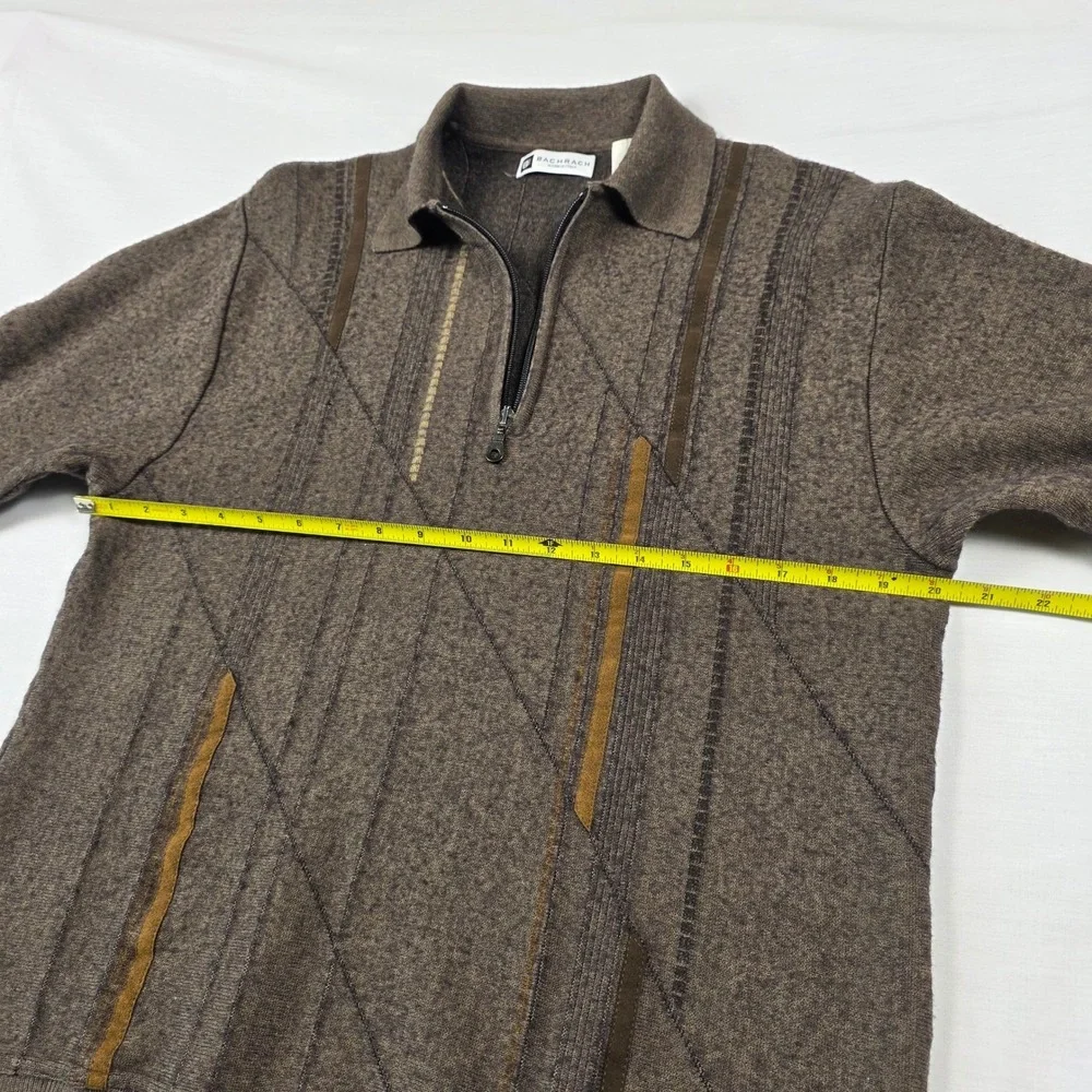 VTG Bachrach Wool Quarter Zip Pullover Sweater Mens Large Coogi Style Italy Made